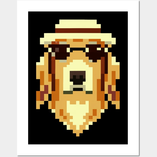 Golden Retriever Pixel Art Dog Lover Puppy Retro Wall Art by BetterManufaktur